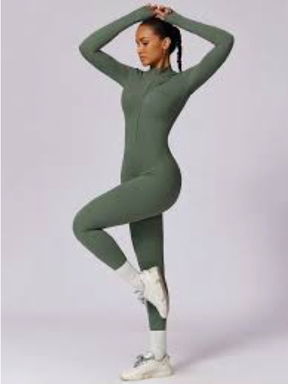 Olive Green Zip-Front jumpsuit